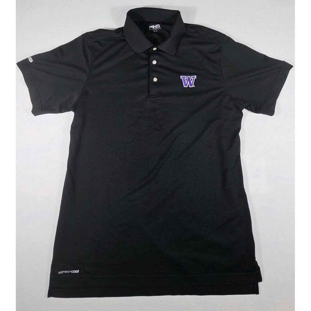Ping Golf Polo Shirt Sensorcool Men M Washington Huskie Logo-Black-Embroidered W